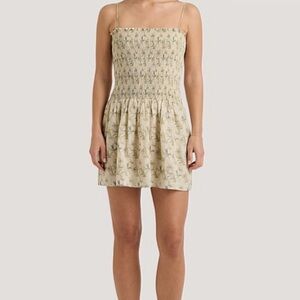NWT FAITHFULL THE BRAND GERIBA MINI LINEN DRESS Daffodil Cream 4